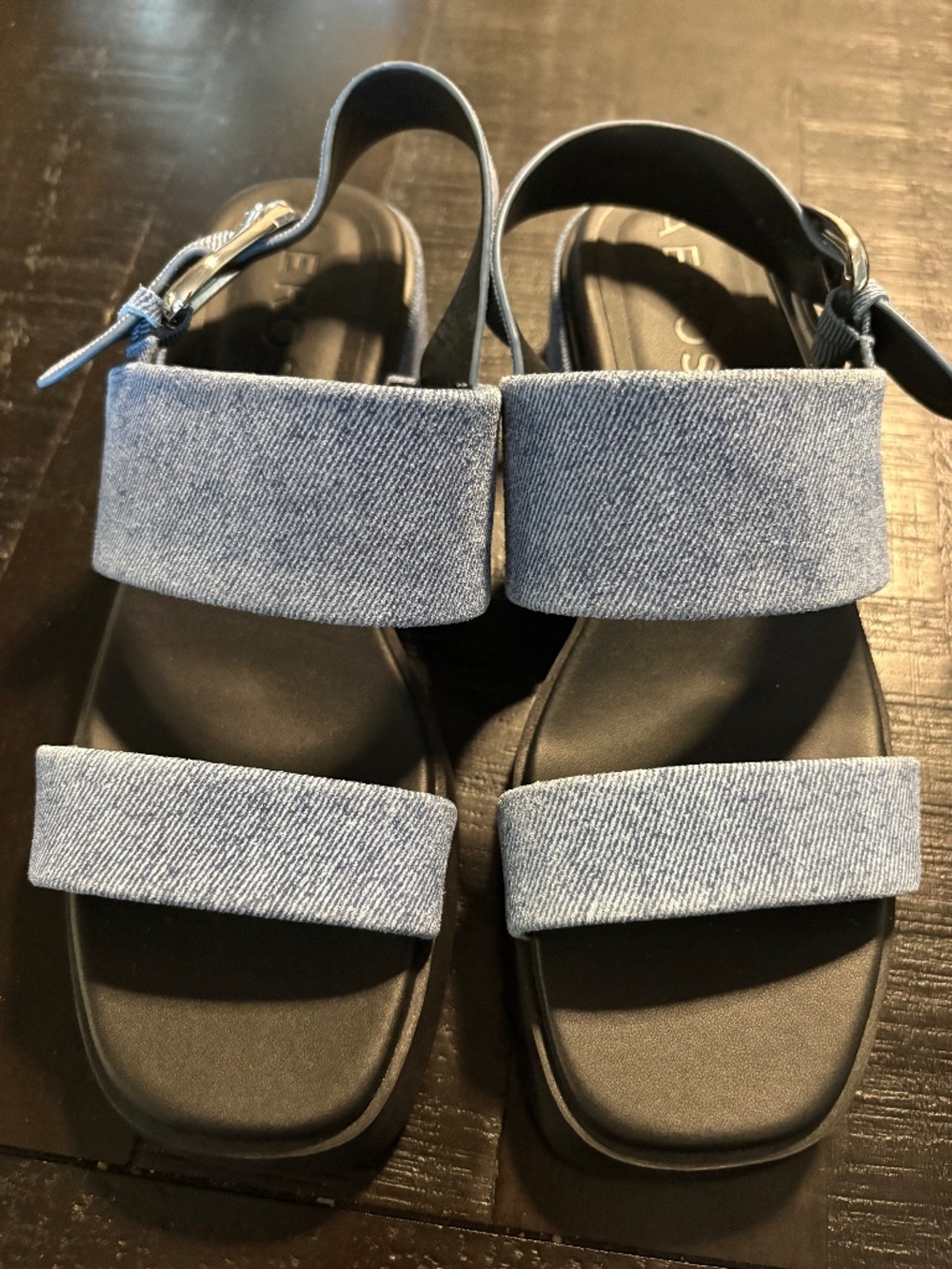 Aerosole Dantay Block Heel Sandals in Blue Denim